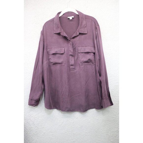 J. Jill Long Sleeve Button Up Blouse-Size 2X-Purple - Picture 1 of 10